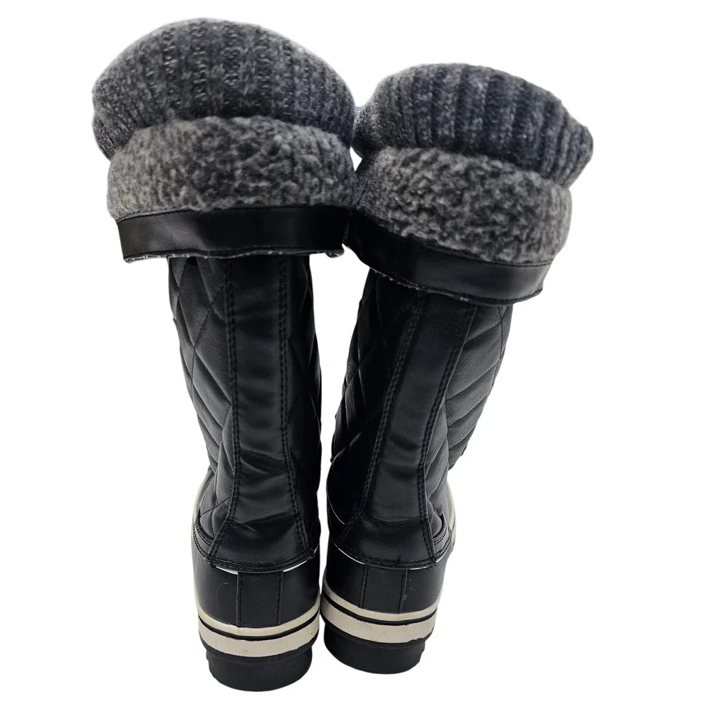 Mishansha Womens Black Quilted Winter Snow Boots Faux Fur Lined Duck‎ Size 6